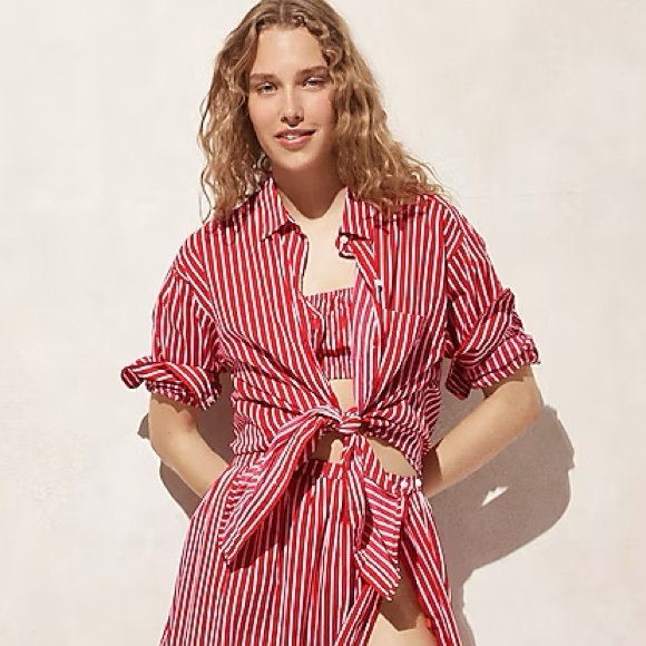 J. Crew Other - J. Crew • NWT • Cotton voile beach shirt in stripe